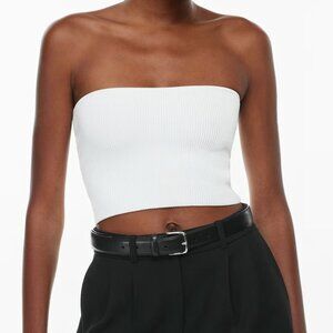 Aritzia Babaton Sculpt Knit Tube Top in White. Save $27!